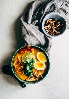 Tomato Coconut Soup with Sweet Potato Noodles