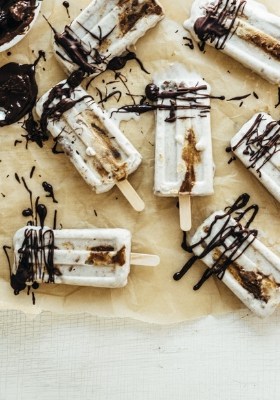 Roasted Banana and Almond Butter Popsicles