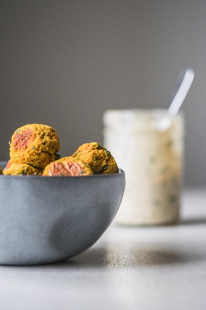 Whole30 falafels with garlic tahini sauce