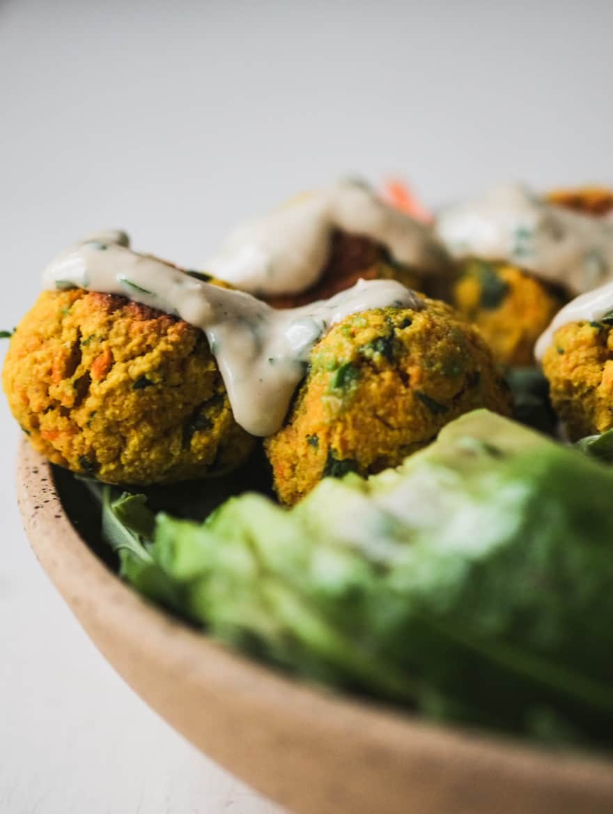 Whole30 falafels with garlic tahini sauce