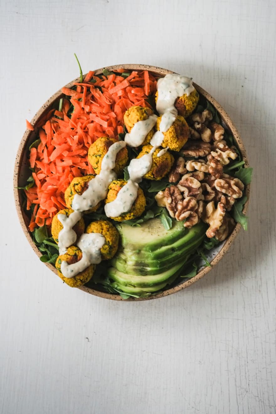 Whole30 falafels with garlic tahini sauce