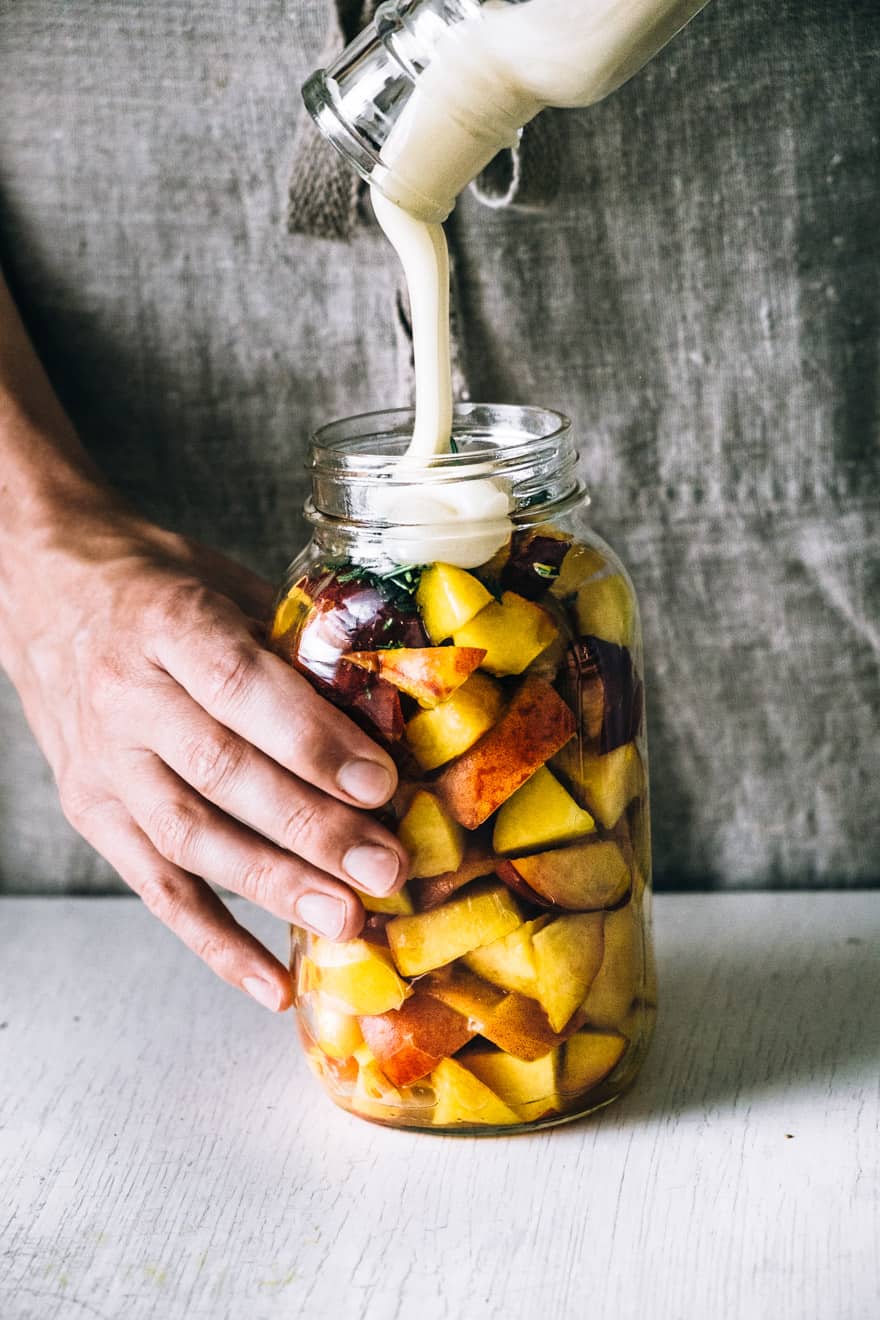 Peach Honey Rosemary Shrub