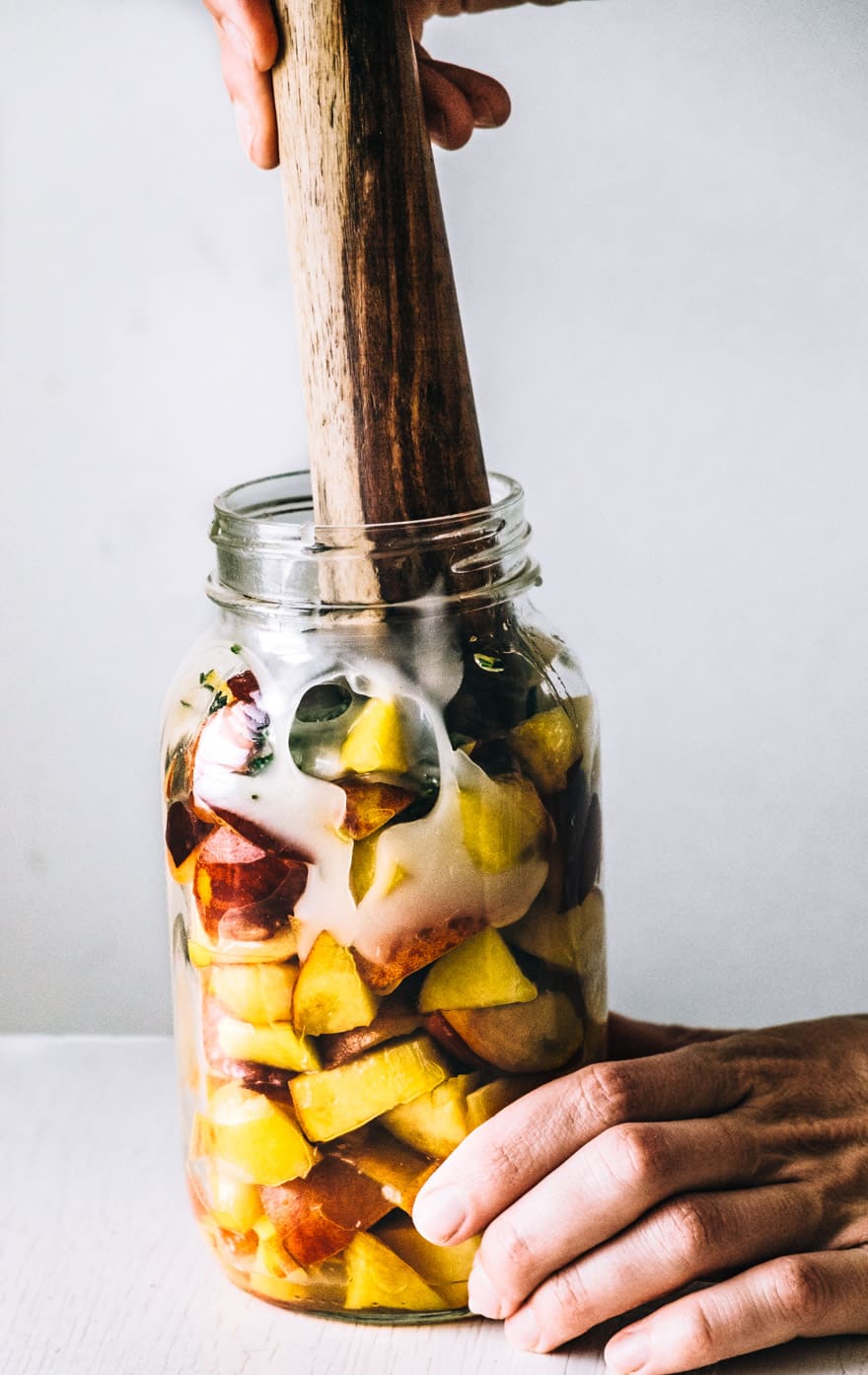 Peach Honey Rosemary Shrub