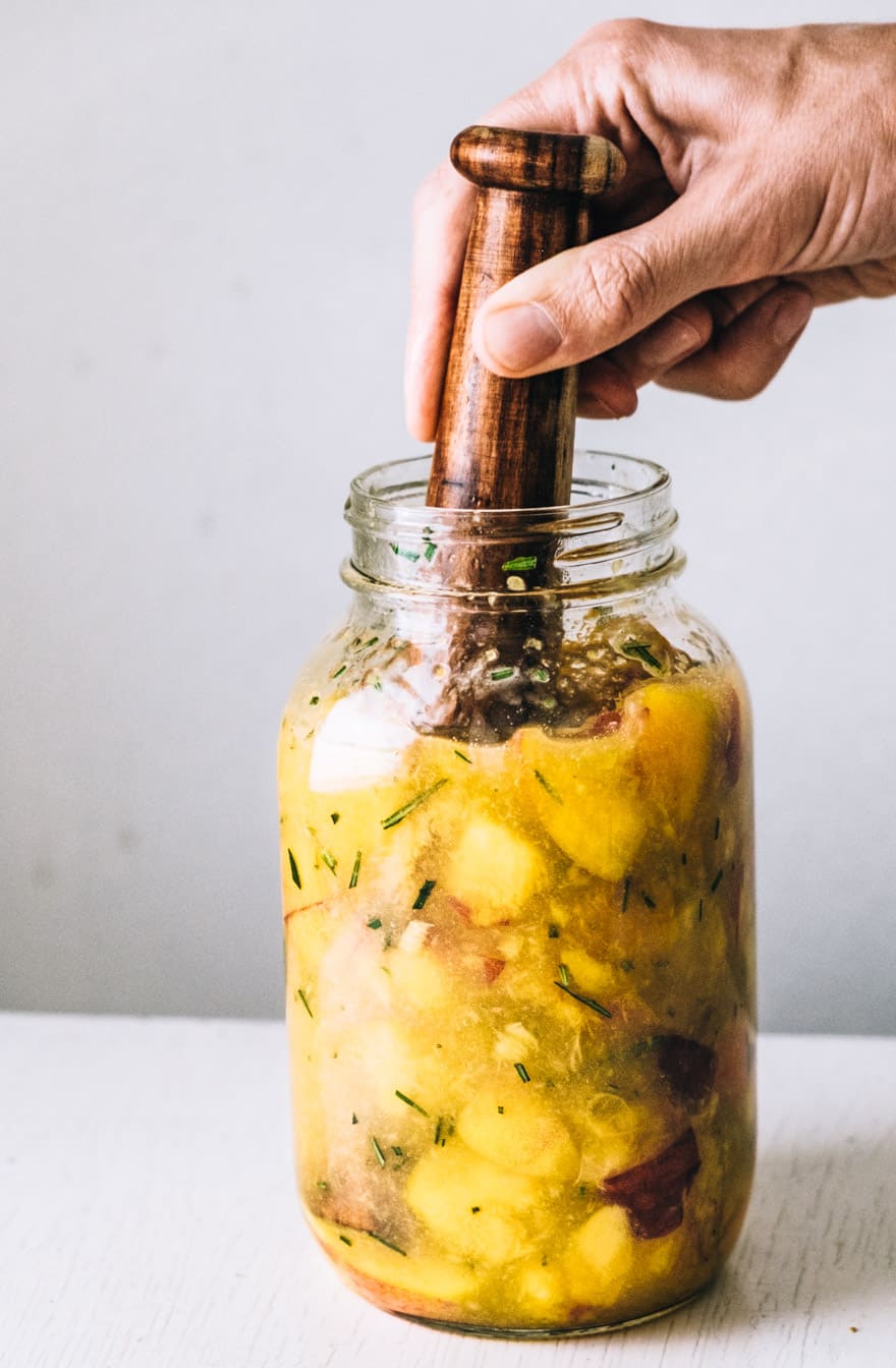 Peach Honey Rosemary Shrub